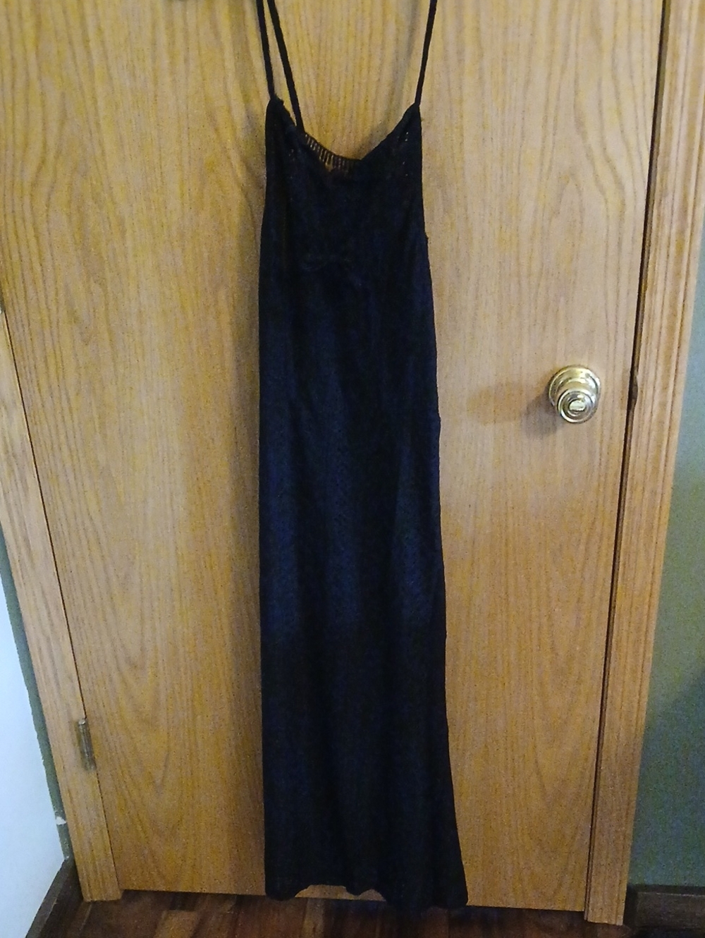Black Lace Slip Dress with Spaghetti Straps